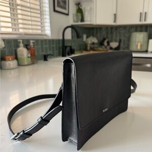 Tumi Black Leather Crossbody Bag